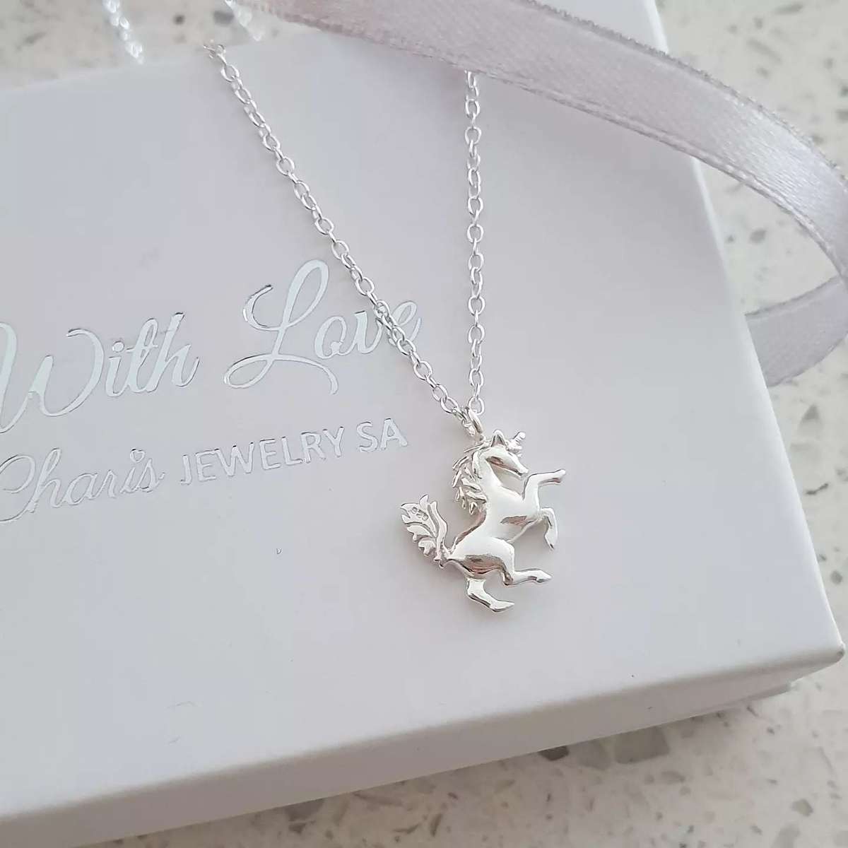 Chante 925 Sterling Silver Unicorn Necklace, 12x13mm on 45cm chain