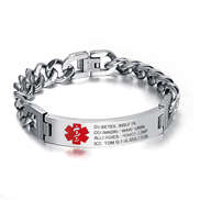 EJ99 - CBA101353 - Personalized Titanium Steel Curved Men's Medical Alert Bracelet