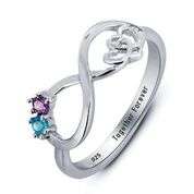 N282-CRI101783 - 925 Sterling Silver Personalized Birthstones & inside wording infinity ring