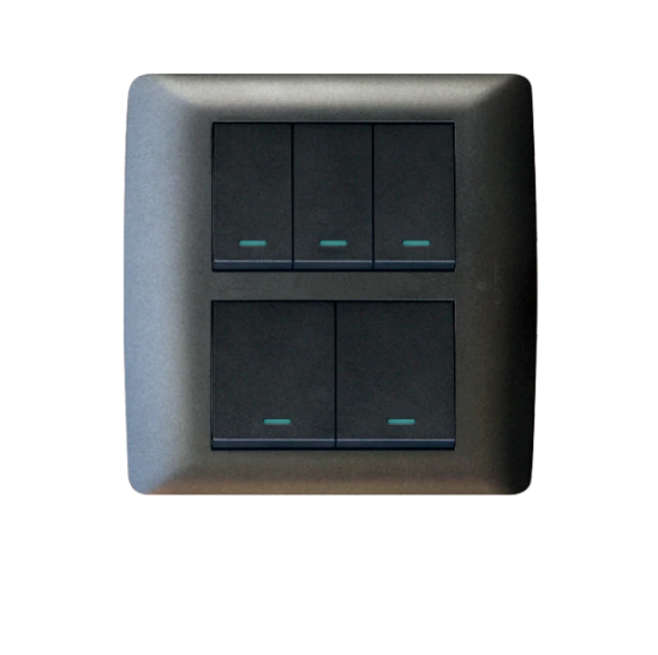 5 Lever 1 Way Switch - Black.