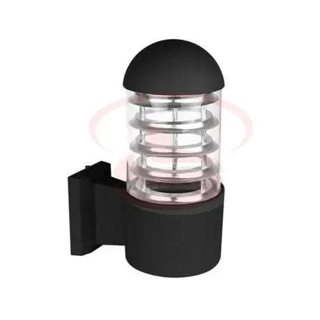 Layered Glass Black Dome Shield Top LED Gate & Garden Outdoor Wall Lamp