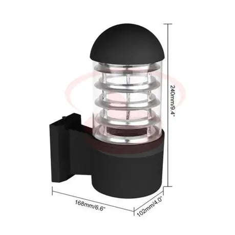 Layered Glass Black Dome Shield Top LED Gate & Garden Outdoor Wall Lamp