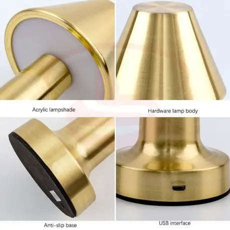 Rechargeable Modern Metal Design Golden Touch Table Lamp