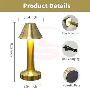 Rechargeable Modern Metal Design Golden Touch Table Lamp