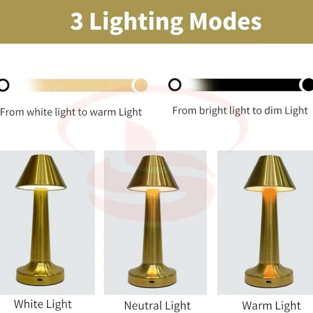 Rechargeable Modern Metal Design Golden Touch Table Lamp