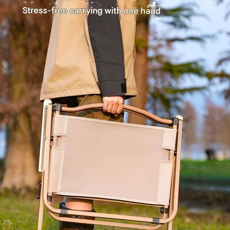 MHome Portable Outdoor Chair with Wood Armrests  Foldable & Heavy-Duty