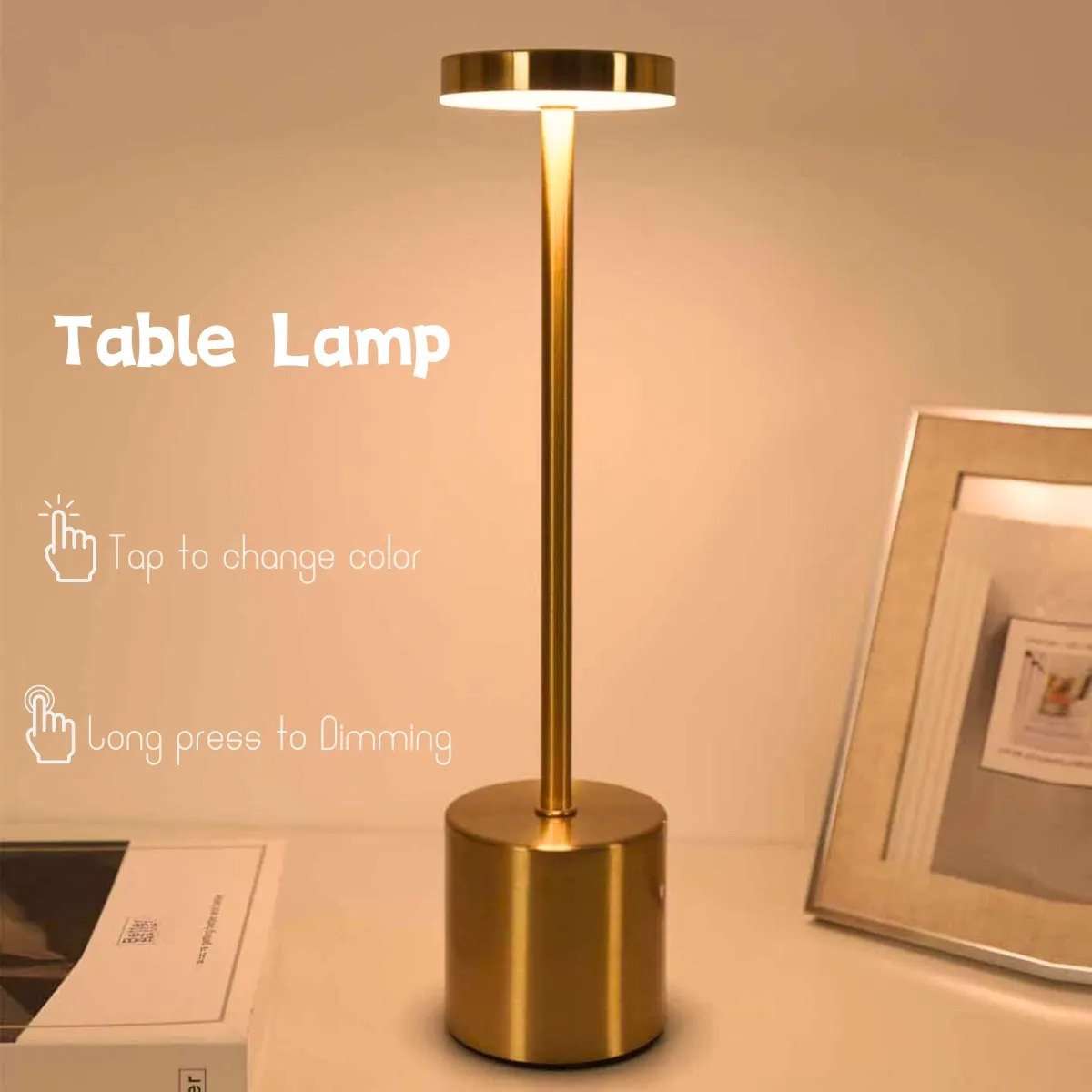 Rechargeable I-Beam LED Table Lamp  Touch Control, 3-Colour Modes, 6000K