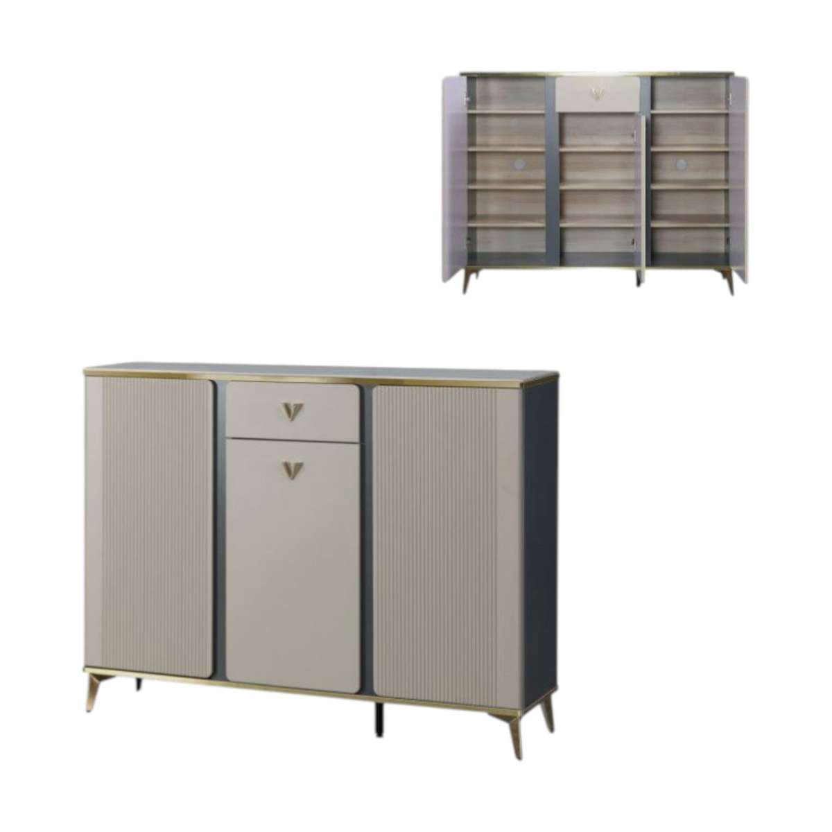 MFurn Vertical Stripe Two-Door Luxury Shoe Cabinet