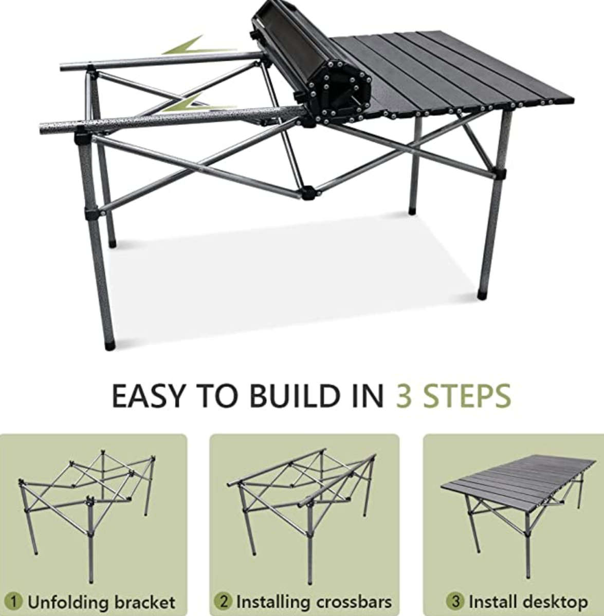 MFurn Black Outdoor Folding Table | Lightweight | Portable | Durable