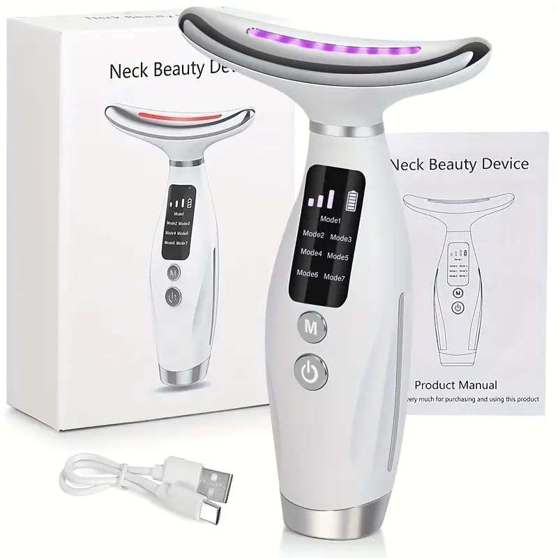 7-Colour LED Light Therapy Facial & Neck Massager  Skin Rejuvenation Device