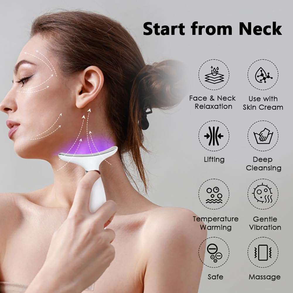 7-Colour LED Light Therapy Facial & Neck Massager  Skin Rejuvenation Device