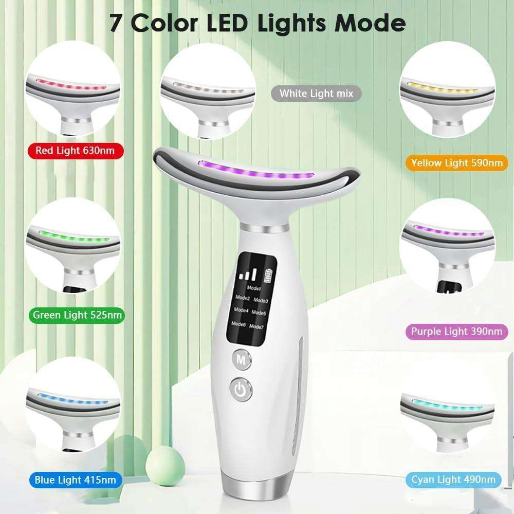 7-Colour LED Light Therapy Facial & Neck Massager  Skin Rejuvenation Device