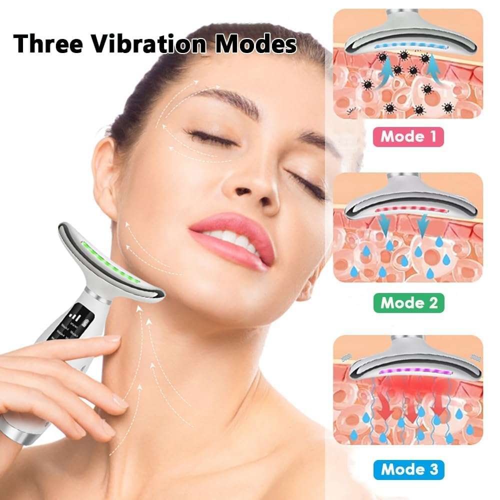 7-Colour LED Light Therapy Facial & Neck Massager  Skin Rejuvenation Device