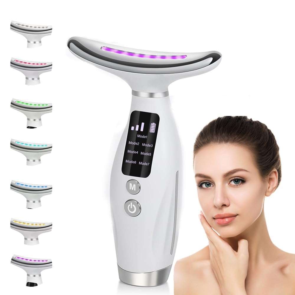 7-Colour LED Light Therapy Facial & Neck Massager  Skin Rejuvenation Device