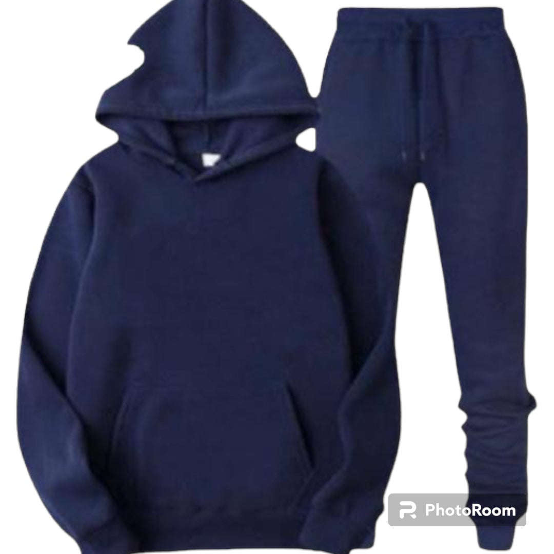 Winter Long Sleeves New Unisex Tracksuit Hoodies Casual Solid Color Thick Pullover and Long Pant ...