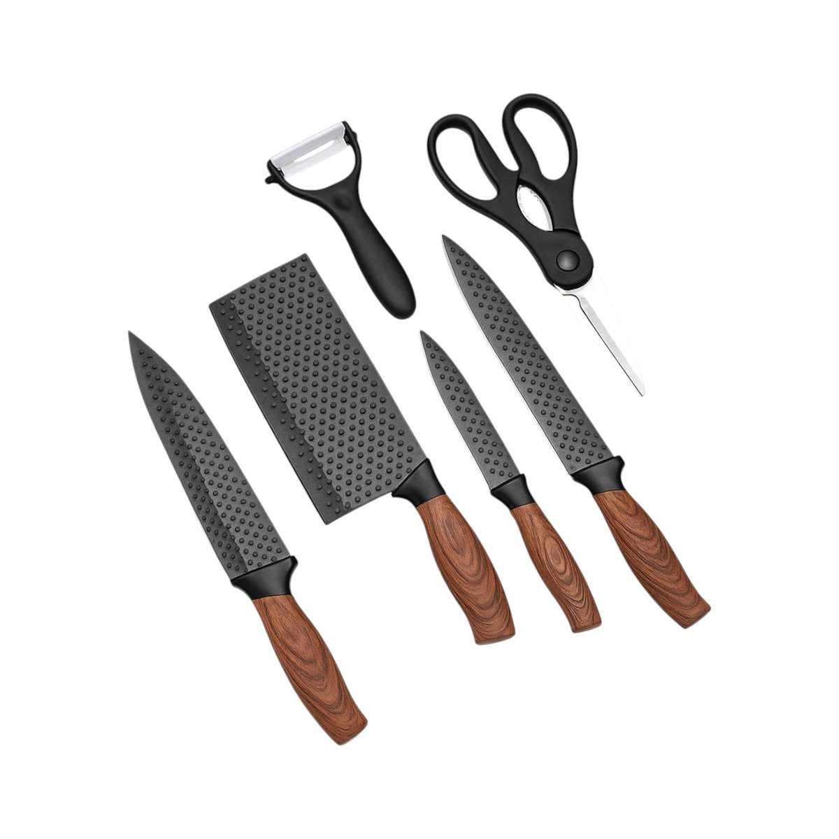 MHome 6-Piece Multipurpose Kitchen Knife Set Stainless Steel Non-Stick Blades with Ergonomic PP H...