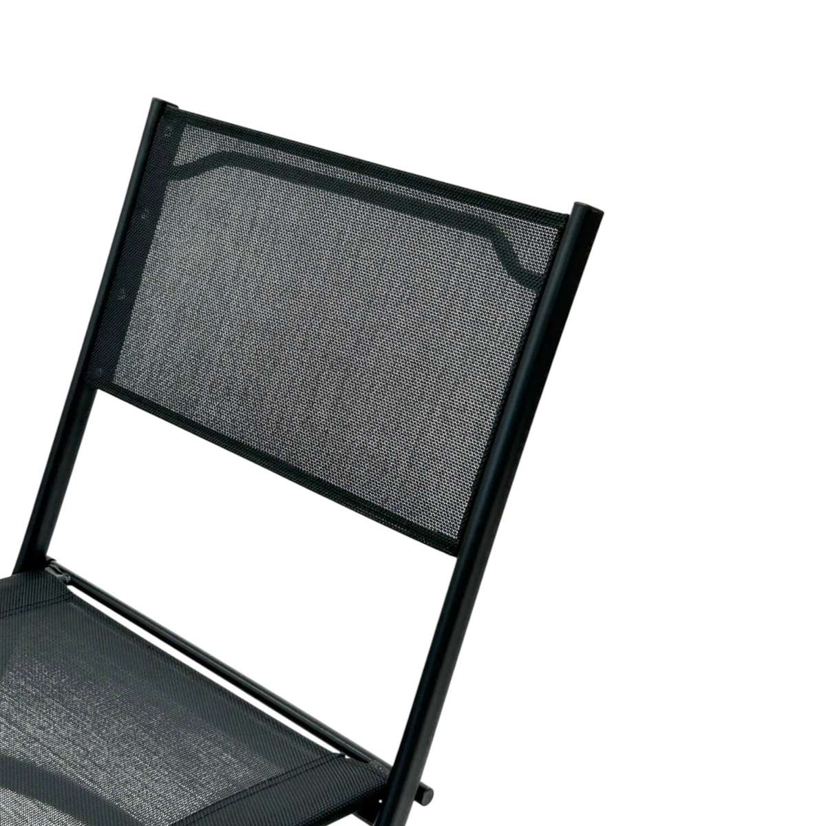 MFurn Alicia 3-Piece Black Folding Patio Bistro Set with Glass Table