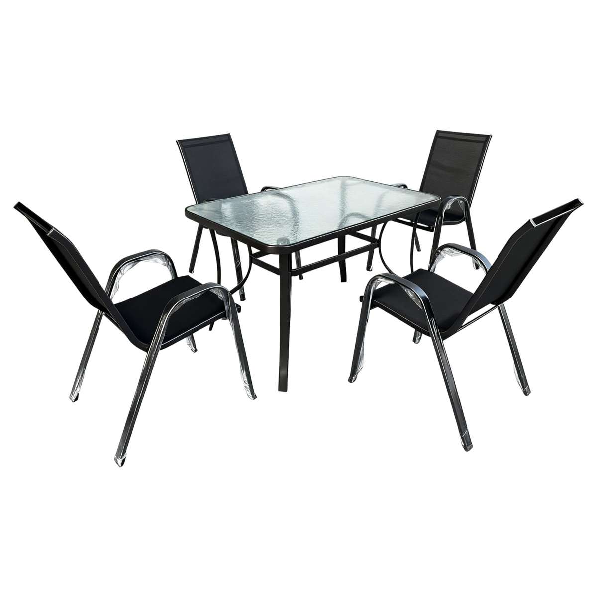MFurn Leah Inspired 6pc Outdoor Dining Set  Patio Table, Chairs & Umbrella All-Weather Textile...