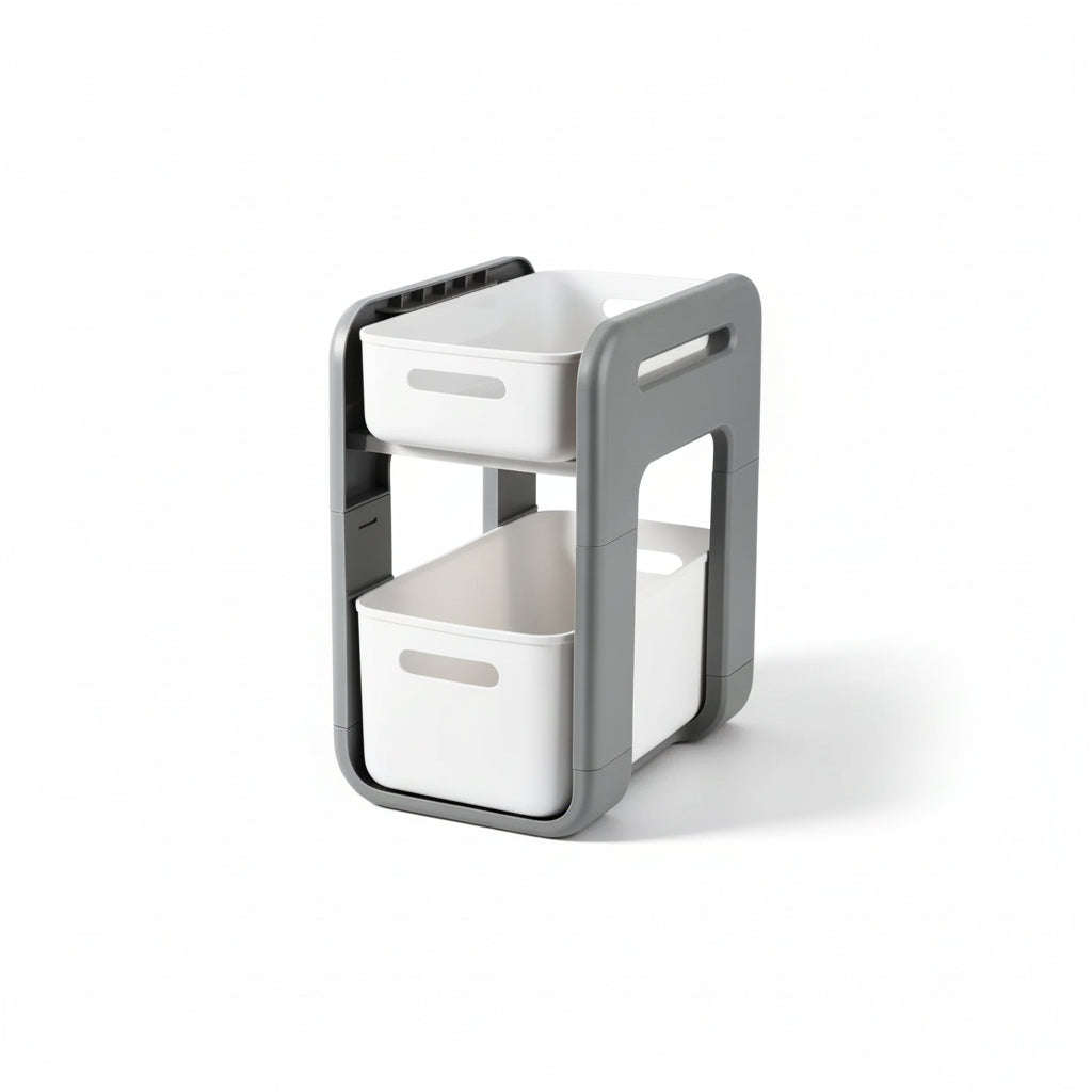 MHome Clean 2-Tier White Bathroom Organizer Shelf  Space-Saving Storage Rack