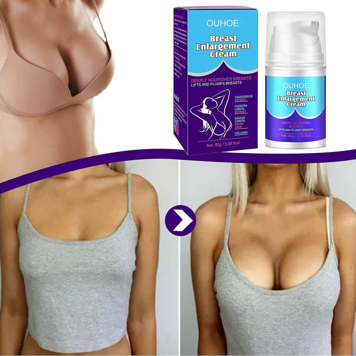Breast Enhancement Cream, Breast Enlargement, Natural Breast Firming And Lifting Cream For Women ...