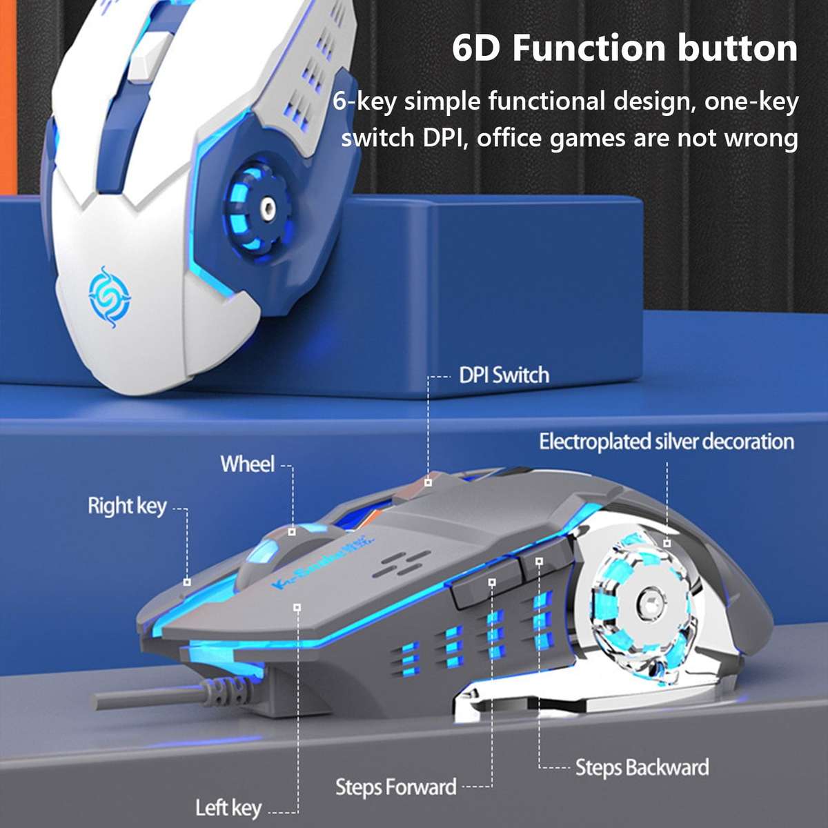MTech Gaming Keyboard and Mouse Combo  Light-Up Rainbow Design