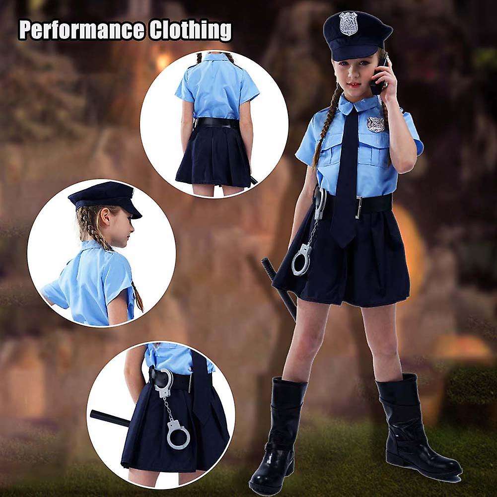 Policewomen Uniform Set For Girls Theme Party Role Play Clothes Halloween Stage Performance Wearing