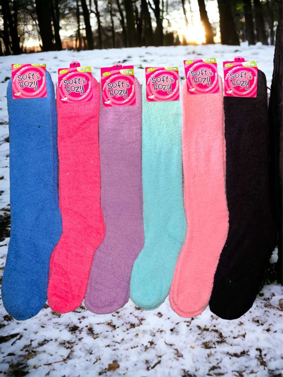 Knee High Soft Fuzzy Winter Socks  Ultra Cozy, Stretchable Thermal Socks