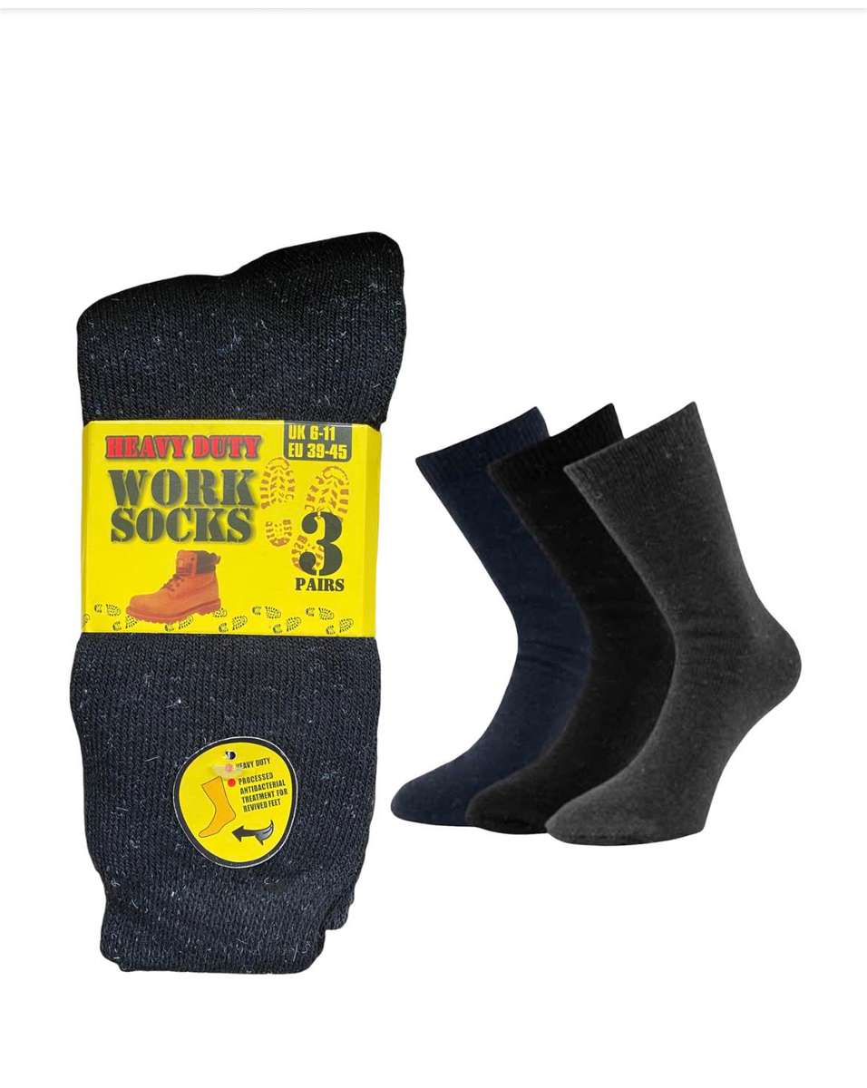 Thermal Multi-Colour Winter Socks  3 Pairs (UK 611) | Heavy Duty Warm Wool Blend Work Socks