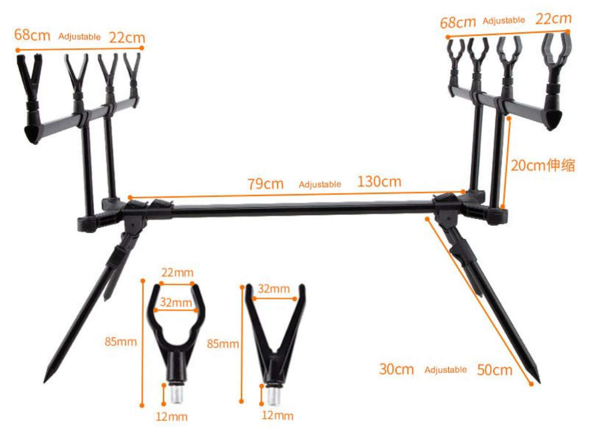 Pro Adjustable Carp Fishing 4-Rod Pod With Bag