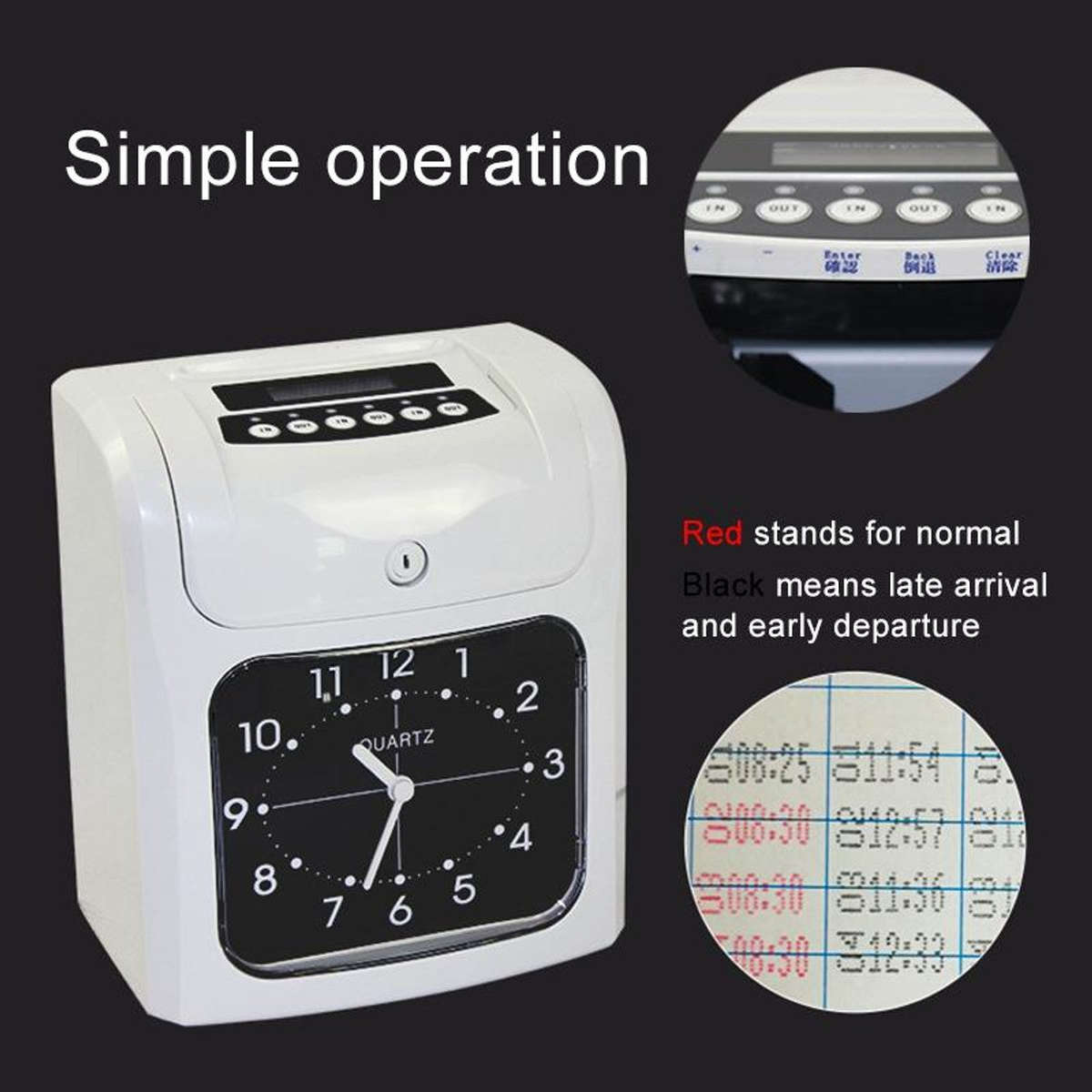 Electronic Time Clock Paper Card English Attendance Machine Punch Machine.Time & Attendance.