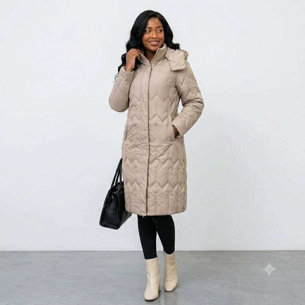 Women's Hooded Long Puffer Jacket  Quilted Winter Coat