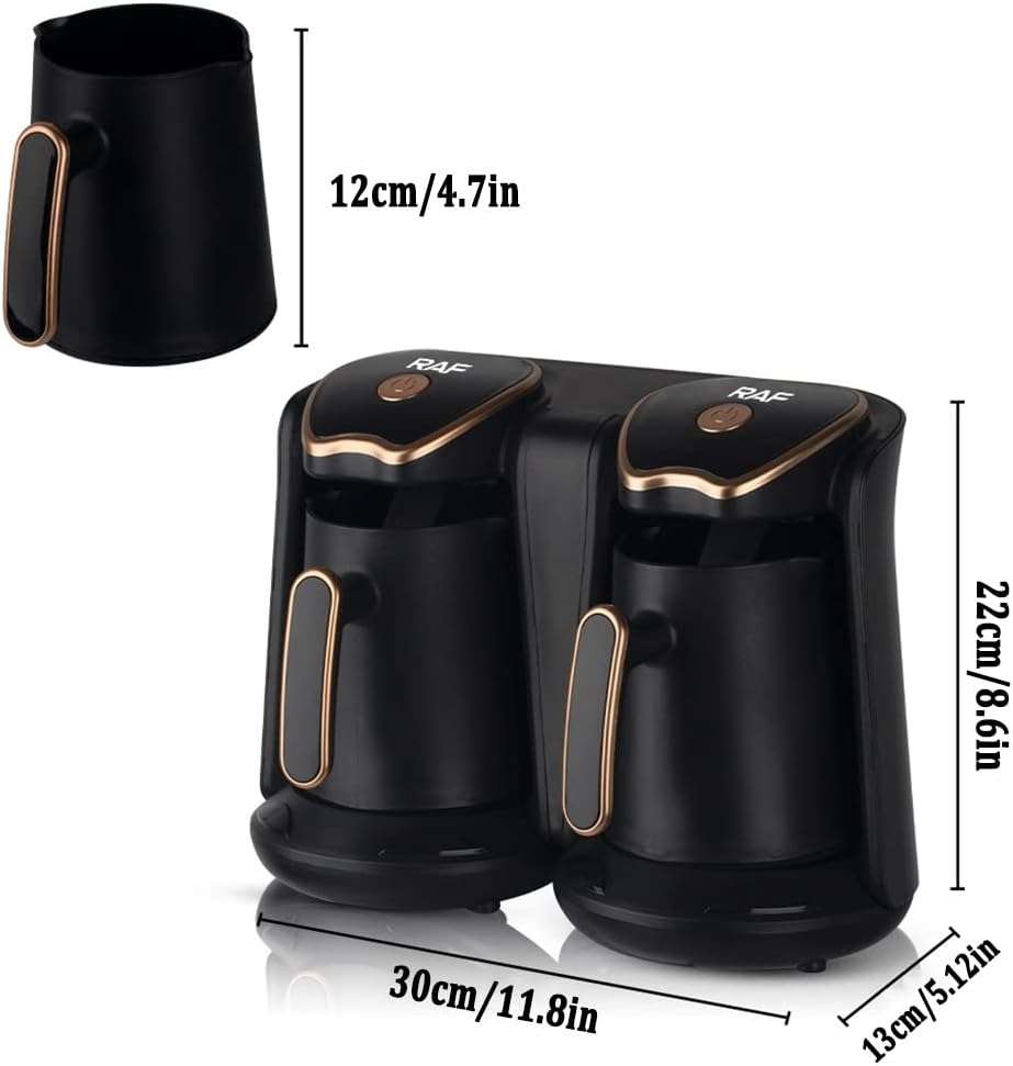 RAF R.109 Dual Turkish Coffee Maker  2-Cup Electric Coffee & Tea Machine with Smart Anti-Overf...