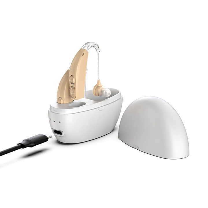 Portable Sound Amplifier Noise Cancelling BTE Rechargeable Ear Hearing Aid for Severe Hearing Loss