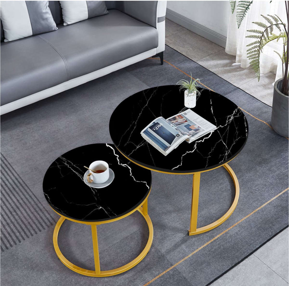 Nesting End Table Round Coffee Table Set of 2 -Various Colours
