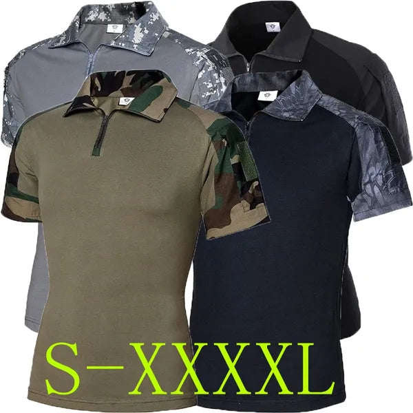 Men Military Tactical T-shirt Short Sleeve Cameo - Various Colours