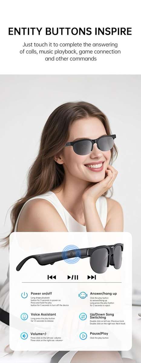 MTech Smart Audio Sunglasses  Bluetooth 5.1, UV400 Polarised, IP65 Water-Resistant