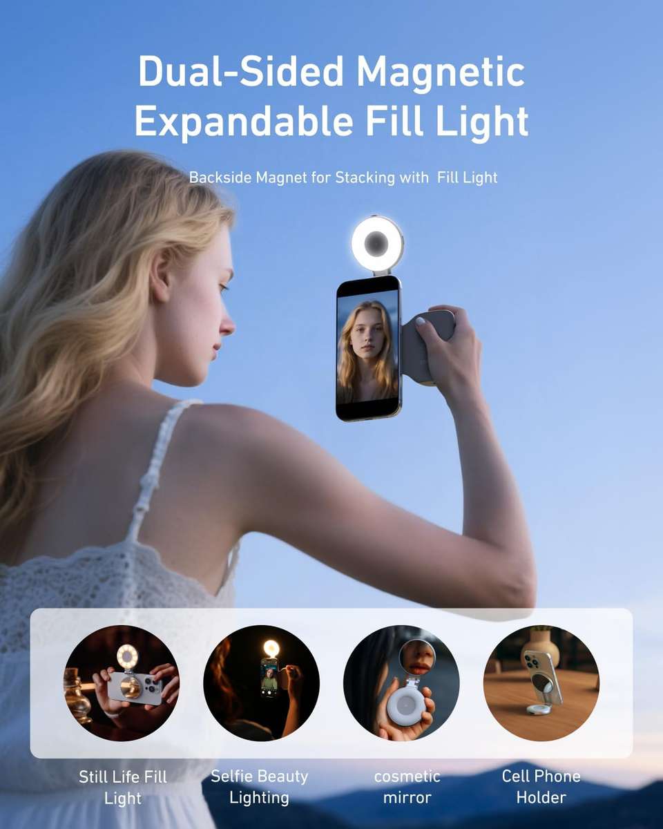 TELESIN Fun Shot Magnetic Camera Grip + Magnetic Selfie Light Combo
