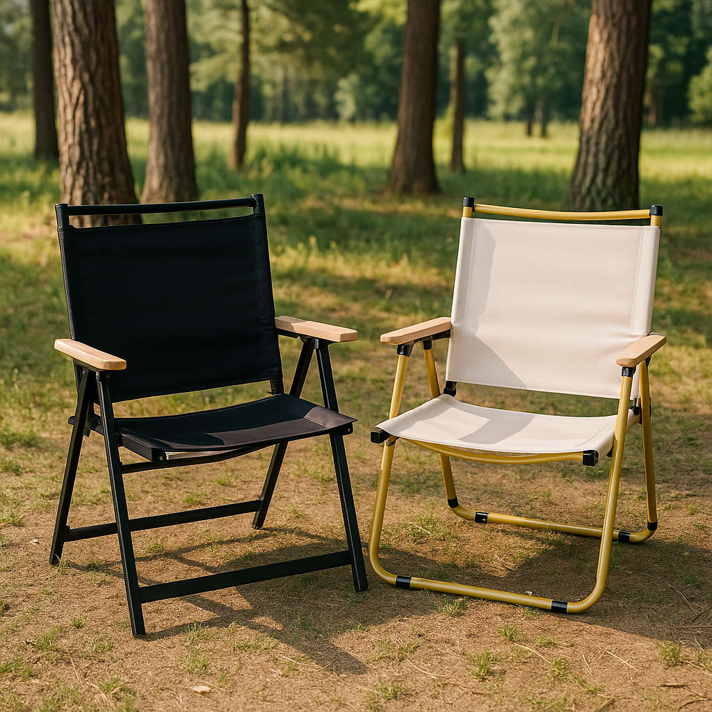 MHome Portable Outdoor Chair with Wood Armrests  Foldable & Heavy-Duty