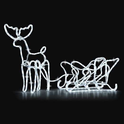 3D Led Deer Christmas Light Display With Cart Multicolour/cool white