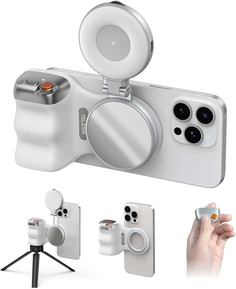 TELESIN Fun Shot Magnetic Camera Grip + Magnetic Selfie Light Combo
