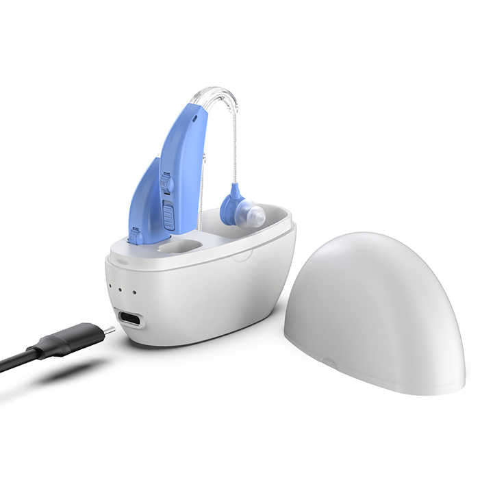 Portable Sound Amplifier Noise Cancelling BTE Rechargeable Ear Hearing Aid for Severe Hearing Loss