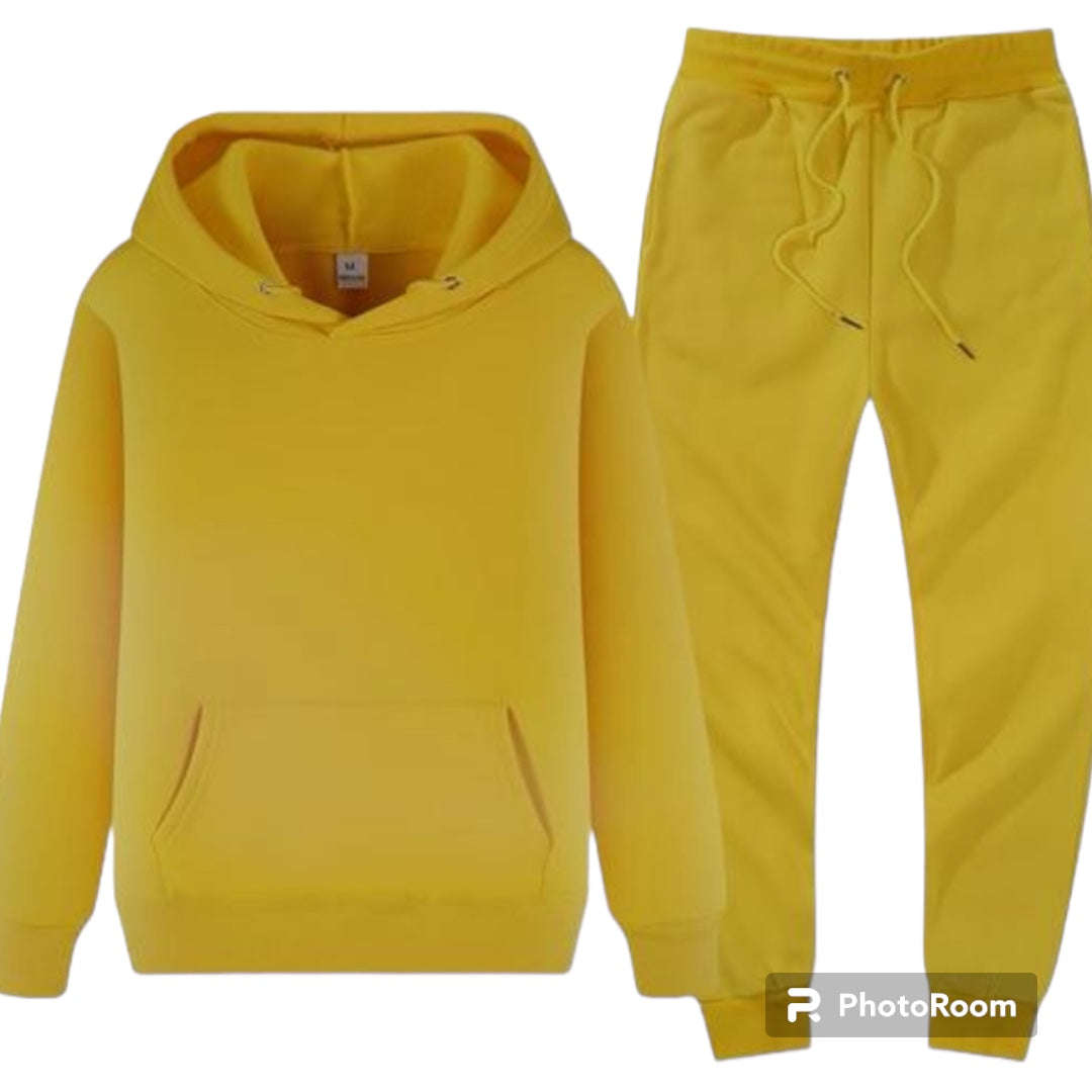 Winter Long Sleeves New Unisex Tracksuit Hoodies Casual Solid Color Thick Pullover and Long Pant ...