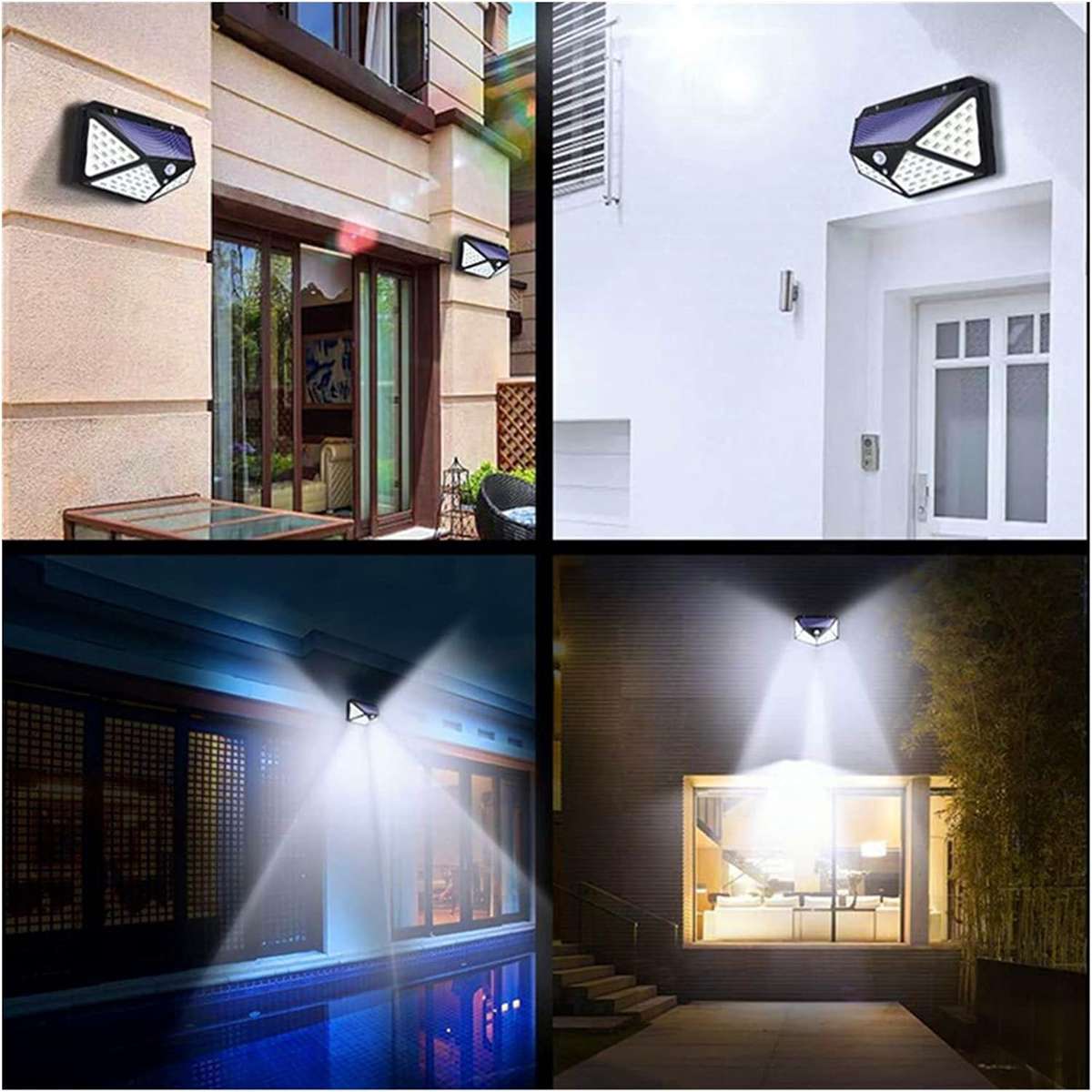 100 LED Solar Motion Sensor Wall Light  Outdoor Waterproof PIR Lamp with 3 Modes, 600LM Bright...