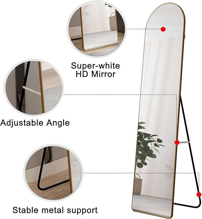Dressing Arched Wall Mounted, Hanging, Standing or Leaning  Full Body Mirror 152X40CM