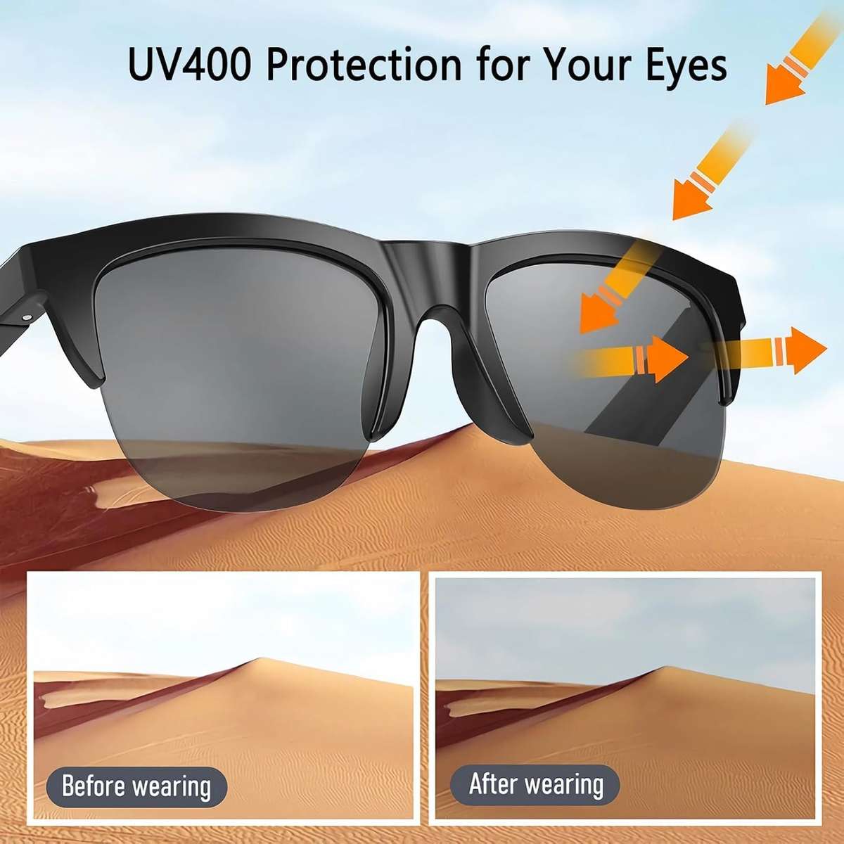 MTech Smart Audio Sunglasses  Bluetooth 5.1, UV400 Polarised, IP65 Water-Resistant