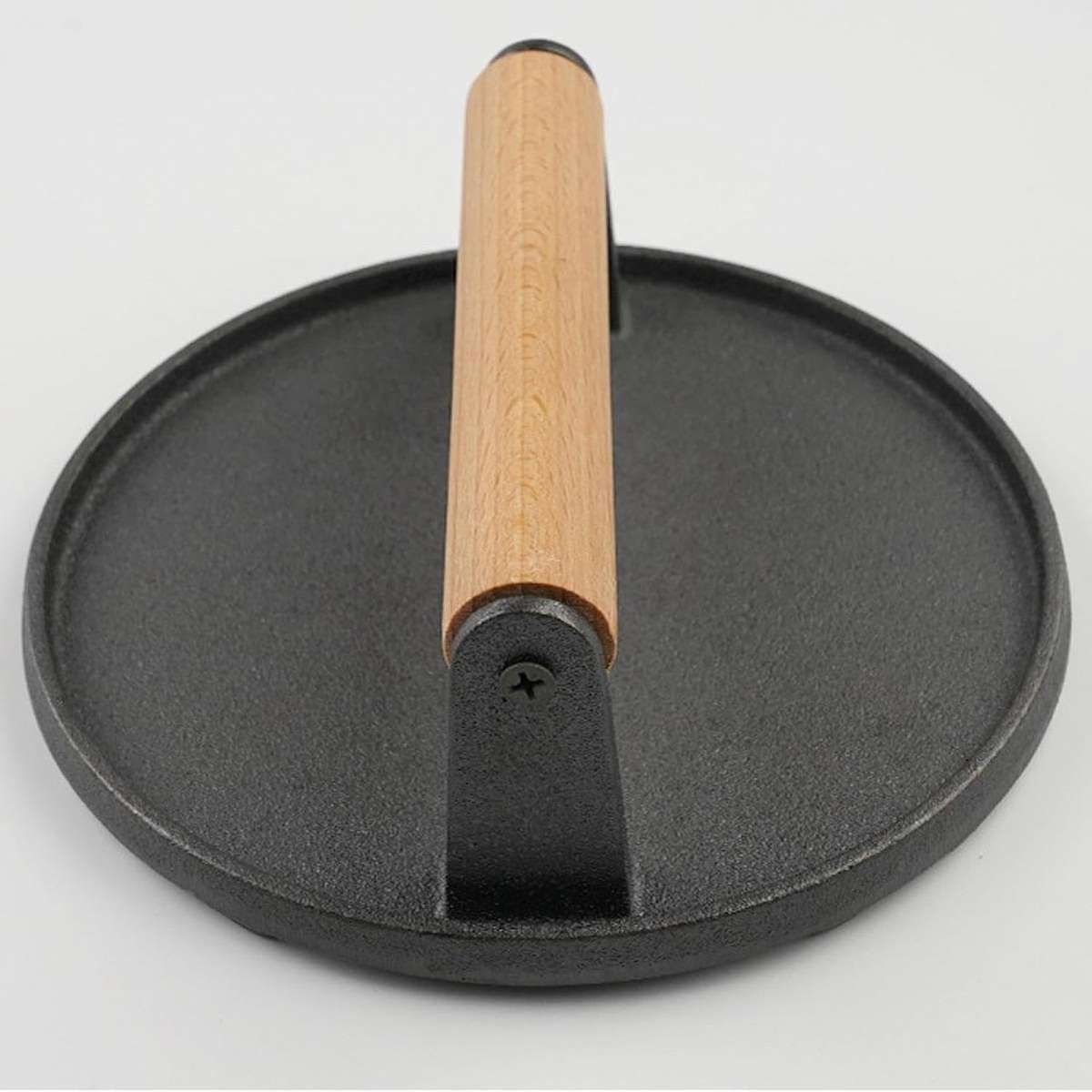 MHome Cast Iron Burger Press  Round Hamburger Patty Maker with Wooden Handle