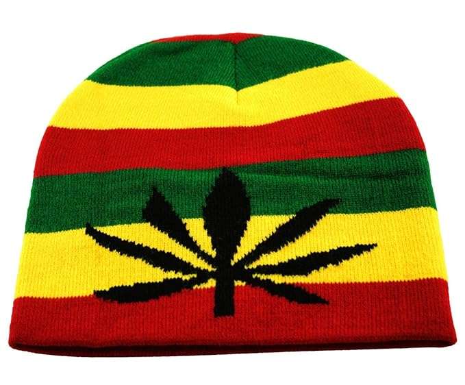 Rasta Skully Beanie Knit Hat Cap  Reggae Style Winter Skull Cap
