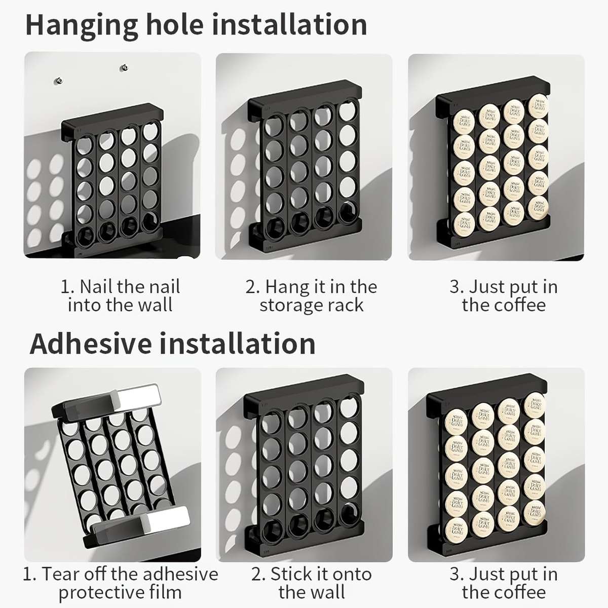 MHome Wall-Mounted Coffee Pod Storage Holder  Large Capacity Capsule Organizer