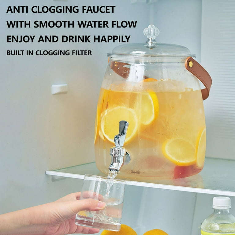 MHome Beverage Dispenser with Tap, Lid & Leather Handle  Clear plastic Dispenser Jar 5.5L