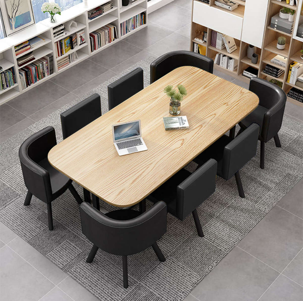 Nordic Style Table Set 8 Chairs + Dining Table , Rectangular Available In Various Colours Now Ava...